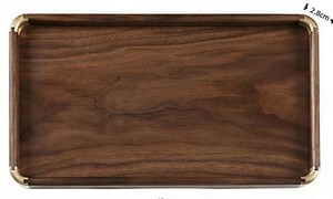 Bandeja Rectangular de Madera con Esquinas Doradas, Diseño Minimalista para Té, Café o Uso en Mesa de Comedor, Bandejas Decorativas - Product Image 6