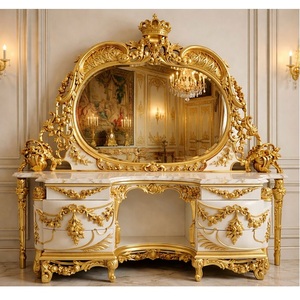 Imperial Style Italian Hand-Carved Teak Wood Dresser Set Grand Baroque Style Dresser With <b>Mirror</b> Buy Customized Dressing <b>Table</b> - Product Image 1