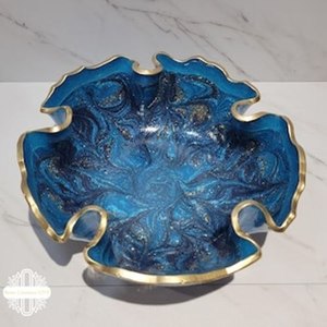 Bol à fruits décoratif en résine époxy fait main, finition brillante, décoration moderne pour cuisine, pièce maîtresse élégante, cadeau stylé, idéal pour les fêtes, écologique - Product Image 3