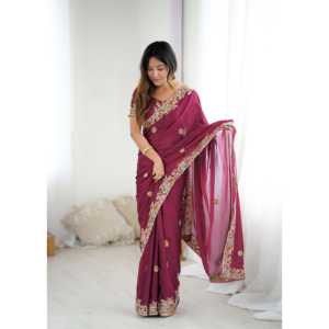 Saree มุสลิมแบบดั้งเดิมที่สง่างามด้วยการปักเลื่อมงานปัก - Product Image 4