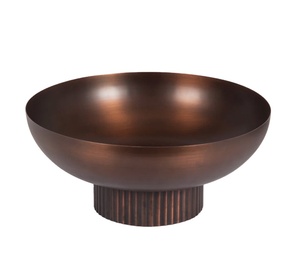 Bol décoratif en fer finition cuivre antique, centre de table moderne sur piédestal, pour mariage, baptême, Ramadan, Diwali, accent de décoration de luxe pour la maison - Product Image 1