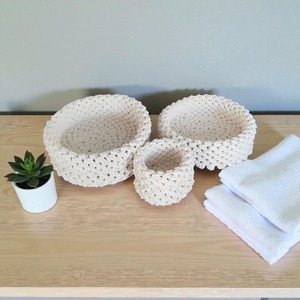 Minimal Macrame Storage <b>Basket</b> Set Ideal For Home Organizer Bathroom Kitchen And Living Room Decorative Storage Solution - Product Image 6