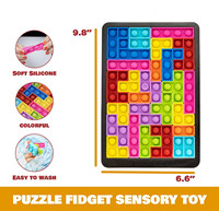 27pc Permainan Puzzle Jigsaw Pop Push It Bubble Sensory Fidget Toys Penghilang Stres Papan Silikon Push It Popper untuk Anak-anak dan Dewasa