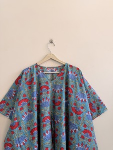 Hand Block Print Boho Women Kaftan <b>Loose</b> Fit Maxi <b>Dress</b> - Product Image 3
