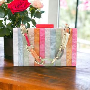 Pochette de soirée élégante en résine écologique pour femmes, accessoires de mode en cristal - Product Image 2