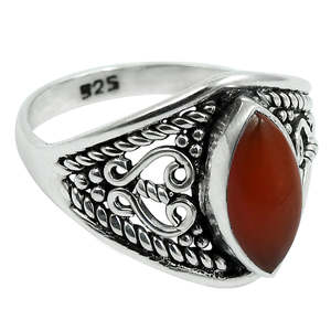 Natural Carnelian Gemstone 925 Sterling Silver <b>Ring</b> <b>Dainty</b> Minimalist Classic Marquise Cut Gemstone <b>Ring</b> For Women Boho Jewelry - Product Image 1