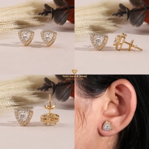Pendientes de Diamante Cultivado en Laboratorio CVD de 2 Quilates, Corte Triangular Brillante con Diseño de Halo para Ella, Color E, Claridad VS1, Oro Sólido de 14K, Certificado IGI - Product Image 5