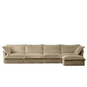 Divano a L con Rivestimento Rimovibile a 4 Posti, Seduta Profonda, Braccioli Morbidi e 2 Grandi Cuscini Confortevoli per Soggiorno - Product Image 6