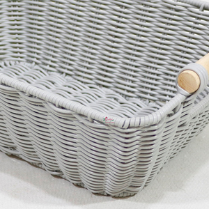 Bandeja de Mimbre de Plástico Natural Ecológica, Contenedor Decorativo con Asa Sólida para Decoración de Cocina - Product Image 6