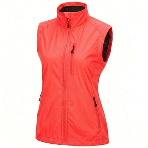 Gilet léger et respirant pour femme, sans manches, avec fermeture éclair, col montant, style sportif, beige et bleu - Product Image 2