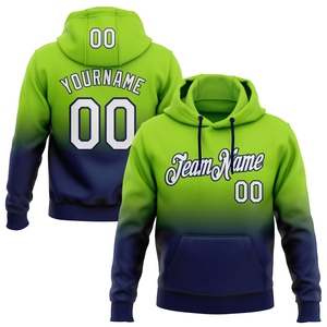 Sweat-shirt à capuche sportif tendance, nouveau design, personnalisé, vert néon, dégradé blanc-marine, vente en gros directe - Product Image 1