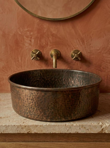 Handcrafted Antique Copper Vessel Sink <b>Rustic</b> <b>Bathroom</b> <b>Vanity</b> Basin Handmade Copper Wash Basin Vintage Luxury Decorative - Product Image 4