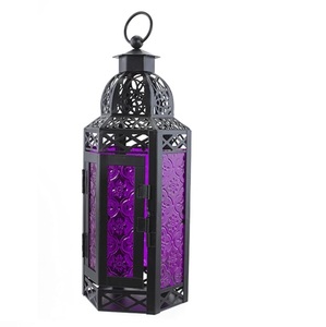 Farol de metal decorativo de diseño artesanal, estilo de lujo, acabado en vidrio verde, portavelas de metal a precio económico. - Product Image 6