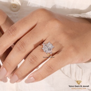 Bague en diamant de laboratoire CVD de 4,00 carats, coupe radiante glamour, pour un jour spécial, couleur E, clarté VVS2, or massif 14 carats, certifiée IGI - Product Image 4