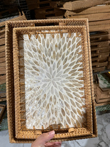 DragonEx Hot 2026 Items Rattan Mother Pearl Colorful <b>Rectangular</b> <b>Storage</b> Tray Handmade Light Luxury Premium Fruit <b>Basket</b> Lily - Product Image 4