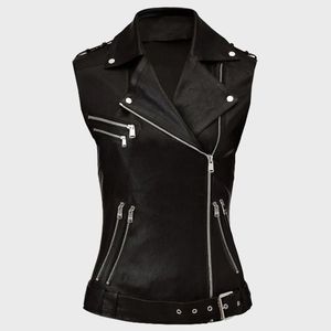 Chaleco de Motocicleta de Cuero para Mujer con Cierre - Product Image 1
