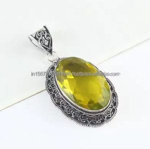 จี้เงินซิทรีนธรรมชาติสีเหลืองซิทรินสร้อยคอพลอย925เครื่องประดับเงินสเตอร์ลิงของขวัญสำหรับเธอ - Product Image 2