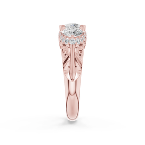 Anillo de Compromiso de Diamantes Naturales Aurum Diam para Mujer, Oro Rosa de 14K, Corte Brillante, Engaste de Garra, 2 Piedras Laterales, Certificado IGI - Product Image 3