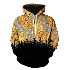 Sudadera con Capucha para Hombre, Diseño de Nubes Doradas y Bosque, Corte Regular, Otoño, Informal, Tejido de Poliéster Transpirable - Product Image 4