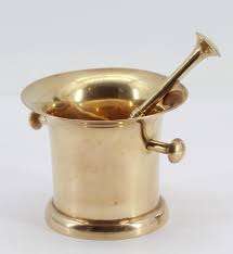 Bold Blossom Brass Mortar Pestle Set Unpolished Manual Spice <b>Grinder</b> <b>Herb</b> Mallet Food Grade Dishwasher Safe Made in India - Product Image 6