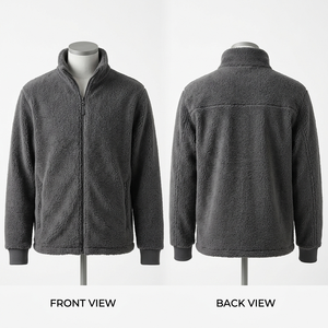 Veste polaire de travail 320 GSM en polyester anti-boulochage, bleu marine et gris, avec broderie de logo personnalisé et transfert thermique, pour l'hiver, la randonnée et le camping - Product Image 6