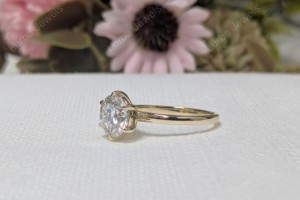 1 Ct Round Cut Moissanite <b>Solitaire</b> Engagement <b>Ring</b> For Women's Solid 14k Yellow Gold Plated Valentine gift - Product Image 2