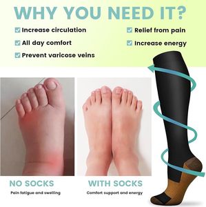 Custom Logo Copper Infused Compression <b>Socks</b> Men <b>Women</b> Knee High Breathable Athletic Sports <b>Socks</b> Bulk Wholesale Manufacturer - Product Image 4