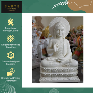 Proveedor Indio Vende Estatua de Buda de Mármol Blanco Tallada a Mano de Alta Calidad para Sala de Estar con Color y Tamaño Personalizables - Product Image 6