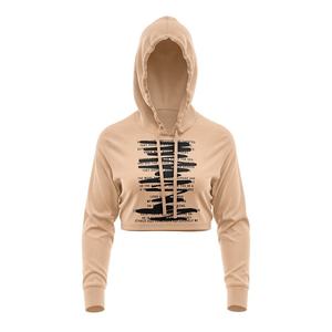 Sudadera con capucha de algodón 100% lavado para mujer, diseño OEM, con estampado de espuma y bloques de color, manga corta, estilo dulce de invierno, para yoga y ejercicio. - Product Image 1
