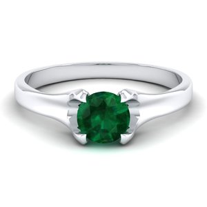 Anillos de plata de ley 925 de lujo REYES con moissanita certificada GRA para mujer, corte redondo, 0.84 quilates, con gema esmeralda. - Product Image 1