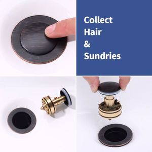 Grifo de lavabo de baño de bronce envejecido con 2 manijas, entre eje de 4 pulgadas, con mezclador y orificio de desagüe con rebosadero - Product Image 5