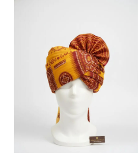 Bandhani Pagri Tradicional Rajasthani para Novio, Amarillo Granate, Hecho a Mano, Turbante Étnico Tie Dye para Boda - Product Image 2
