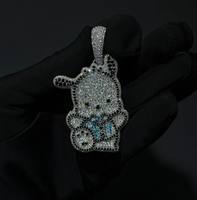 Pendentif personnalisé en moissanite motif dessin animé, ton argenté, micro-pavé, lapin, bijou cadeau