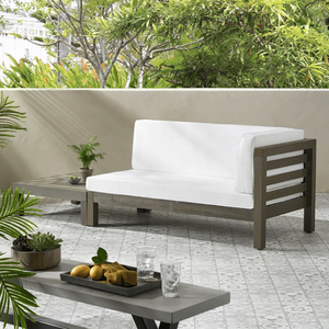 Set di Mobili da Giardino OANA con Divanetto Angolare Bianco e Tavolino da Caffè, Elegante Arredamento per Esterni - Product Image 1
