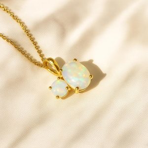 Ópalo Natural Toi Et Moi, Gema Doble con Corte de Corazón, Certificado IGI, Plata de Ley 925, Chapado en Oro de 14K, Joyería Hecha a Mano para Mujer, Regalo - Product Image 1