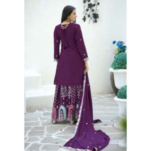 Hermoso conjunto de traje de fiesta para mujer con trabajo bordado en secuencia - Product Image 6