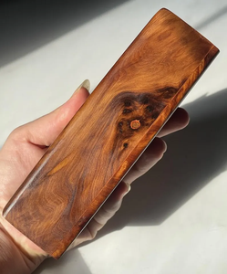 Vintage Slide Top Burl Wood Game Box <b>Dominoes</b> - Product Image 2