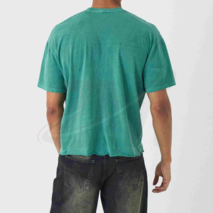 Camiseta Casual de Manga Corta para Hombre, Cuello Redondo, Color Verde Sólido, Corte Regular, 100% Algodón Jersey, Tejido Liso Teñido - Product Image 2