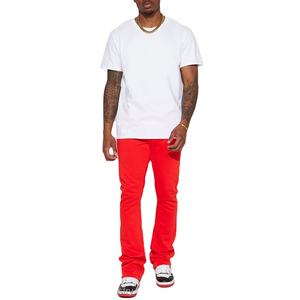Pantalon de survêtement en éponge française avec logo personnalisé pantalon de survêtement en coton pour hommes pantalon de survêtement empilé avec cordon de serrage imprimé bouffant 3d pantalon de pile unisexe Streetwear - Product Image 6