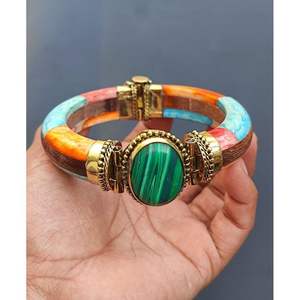 Bone and Brass Bangles with Natural Agate for Ethnic Celebrations-<b>Semi</b>-<b>Precious</b> <b>Stone</b> <b>Crafts</b> - Product Image 5