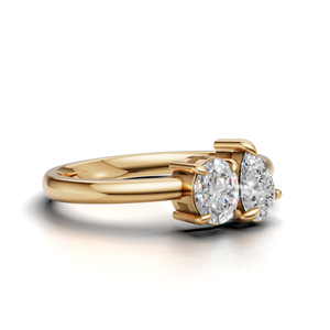 IGI Certified Lab Grown Diamond Toi Et Moi <b>Ring</b> 18K Yellow / White & Rose Gold Pear & Oval Shape Engagement <b>Ring</b> For Women - Product Image 2