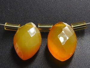 Calcedonia amarilla facetada Marquise Briolette piedra suelta PME CY2 modelo terceros certificado joyería hecha a mano pendiente par - Product Image 3