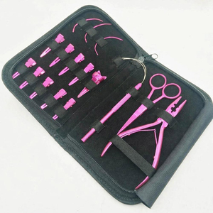 Kit d'outils pour extensions de cheveux KINGIST CORPORATION, étui noir mat de luxe, acier inoxydable de qualité chirurgicale, noir nude, ensemble tout-en-un - Product Image 3