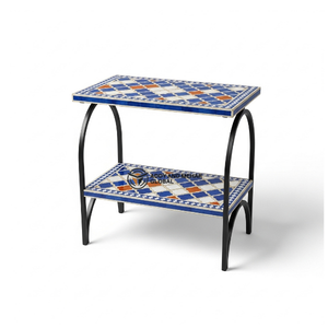 Handcrafted Bone Inlay Side <b>Table</b> <b>with</b> Metal Frame – Modern Mosaic <b>Stool</b> <b>Table</b> for Living Room & Bedroom ottomans - Product Image 2