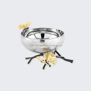 Cuenco de Metal con Acabado Dorado, Base de Asta, Centro de Mesa Decorativo, Cuenco para Servir Comida, Exportador Indio, Novedad - Product Image 6