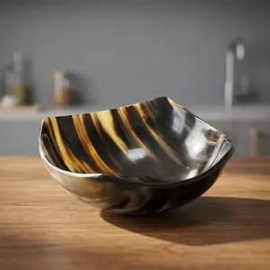 Bol en corne de buffle, artisanal, poli, corne naturelle, bol de service, vaisselle artisanale décorative pour la maison, la cuisine, la salle à manger, le restaurant - Product Image 2