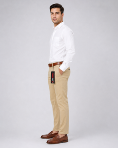 Pantalones Chino Caqui para Hombre Fly Humble SPORTSWEAR, Corte Recto, Cintura Media, Forro Polar Transpirable, Algodón, Estilo Casual Elegante, Bolsillos, Color Marrón - Product Image 2
