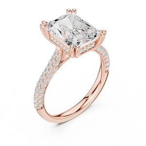Anillo de Compromiso Clásico con Diamante Cultivado en Laboratorio de 4 Quilates, Corte Radiante, Banda Pavé, Oro de 14K, Certificado IGI, Diamante VS1 E para Aniversario o Boda - Product Image 5