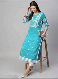 Kurtis Blancos de Algodón con Bordado Negro, Corte Regular, Largo Midi, Ropa Casual Tradicional India y Pakistaní para Mujer, Kurtis Elegantes - Product Image 4