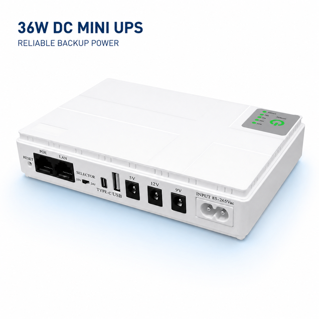 36W Mini DC UPS 5V 9V 12V Lithium Battery Continuous Backup Power Supply for Router Modem Camera Network Equipment